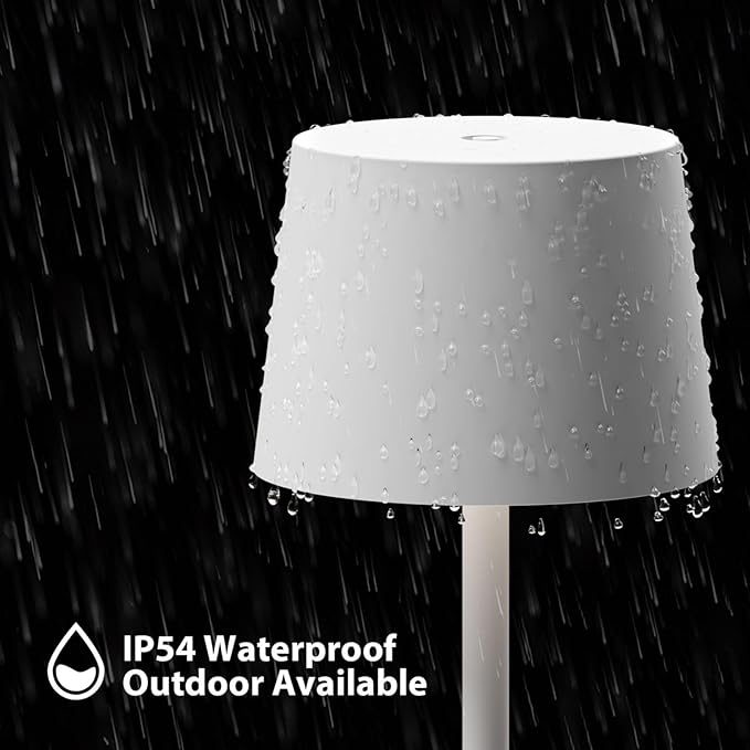 Cordless 7000mAh Battery Operated Floor Lamp, IP54 Waterproof Outdoor Modern White Standing Lamp Rechargeable, Adjustable Height Floor Lamp for Outdoor/Indoor/Patio(White)