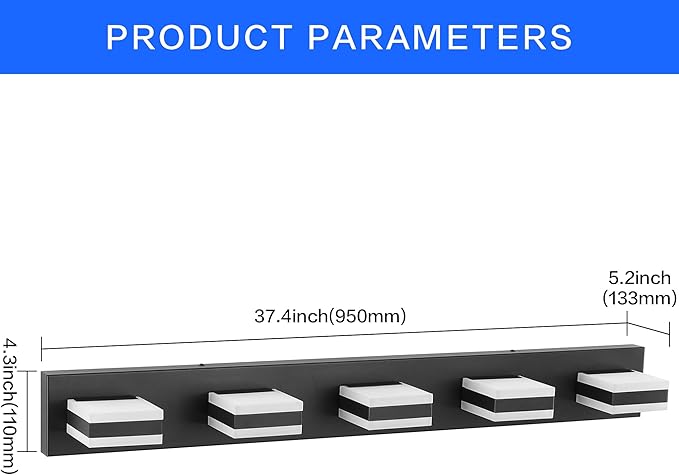 SOLFART Black Vanity Lights for Bathroom, 5 Color Temperature Bathroom Light, Light Fixtures Over Mirror, Modern LED Lighting Adjustable Color 5CCT