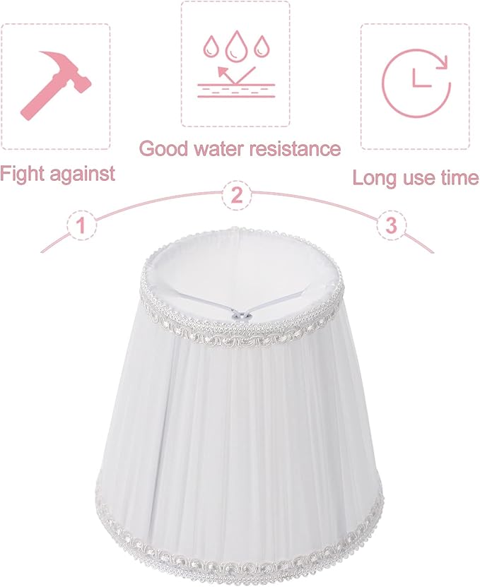 Mushroom Decor Cloth Lampshade, Pleated Lamp Cover Vintage Chandelier Shade Decor Accessory (White) Shades