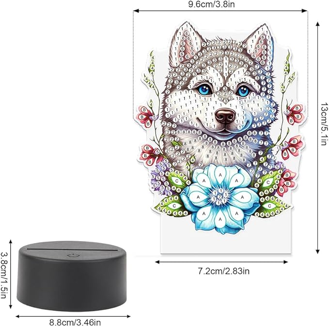 Wolf Diamond Art Painting Night Light,Diamond Art Painting Kits Desktop Touch Lamp Ornaments for Tabletop Decor Diamond Art Accessories for Adult Beginner Bedrooms Living Room