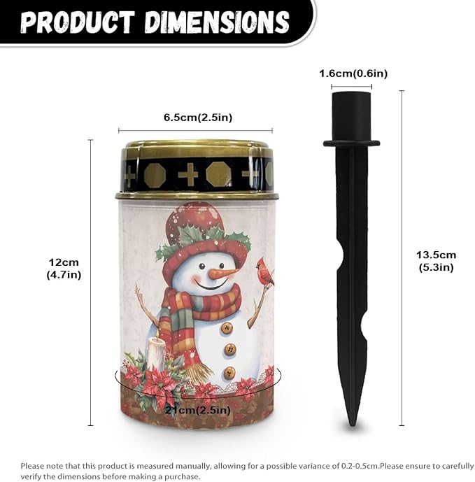 Christmas Prayer Cemetery Solar Lights for Grave Cemetery Cute Snowman Cardinal Bird Candle Lamp Solar Powered Landscape Lights for Grave Xmas Decor