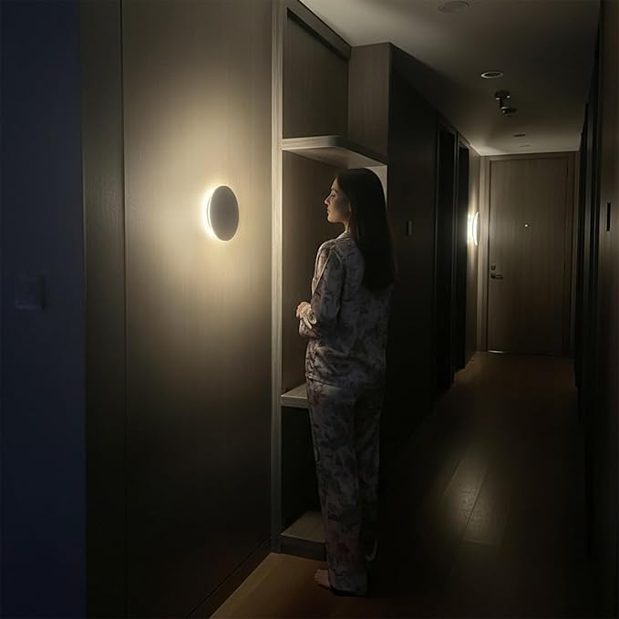 Indoor Backlit Wall Sconce, Dusk to Dawn Motion Sensor Wireless Adjustable Brightness 2000mAh Rechargeable Night Light, White