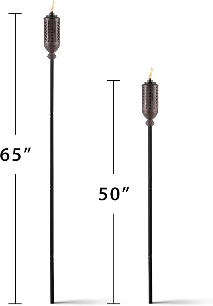 TIKI Cabos Metal Torch – 65-Inch Bronze Outdoor Torch for Patio, Garden, and Lawn, Includes Long-Lasting Wick and Snuffer, Weather-Resistant Decorative TIKI Torch for Backyard and Landscaping