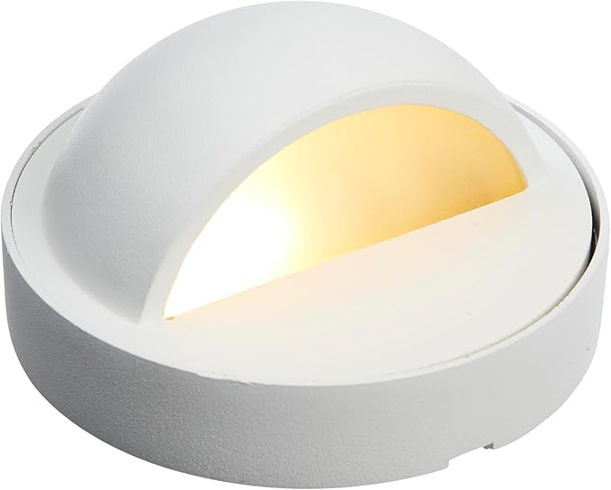 VOLT Cast Brass 12V Deck Light (White) with 3W 2700K Warm White G4 LED Bulb for Low Voltage Landscape Lighting on Outdoor Patio, Railing, Step, Fence & Dock