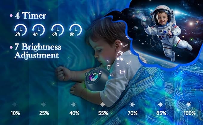 OneFire Galaxy Projector with Gifts Box/240 Lighting Modes/15 White Noise/Bluetooth Music Galaxy Projector for Bedroom Adults,Teen Stuff Room Lighting Bedroom Decor for Teen Girls&Teenage Boy Gifts