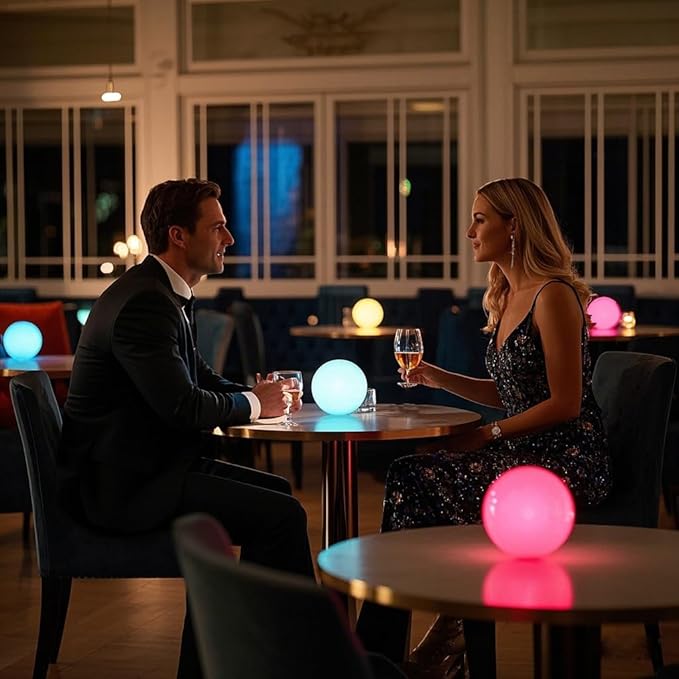 LED Ball Light, 6-inch Glowing Orb Light, Rechargeable Globe Lamp, Dimmable Mood Lights W/Remote, Waterproof Ambient Lighting Lamp for Desk Bedroom Bathroom Patio
