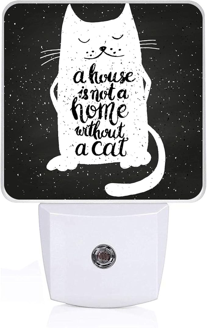 Funny Cat Meow Night Light, Plug-into Wall Cat Lover Nightlight Lamp with Dusk to Dawn Sensor, Led Lamp 0.5W Energy Efficient for Boys Girls Adults Home Decor