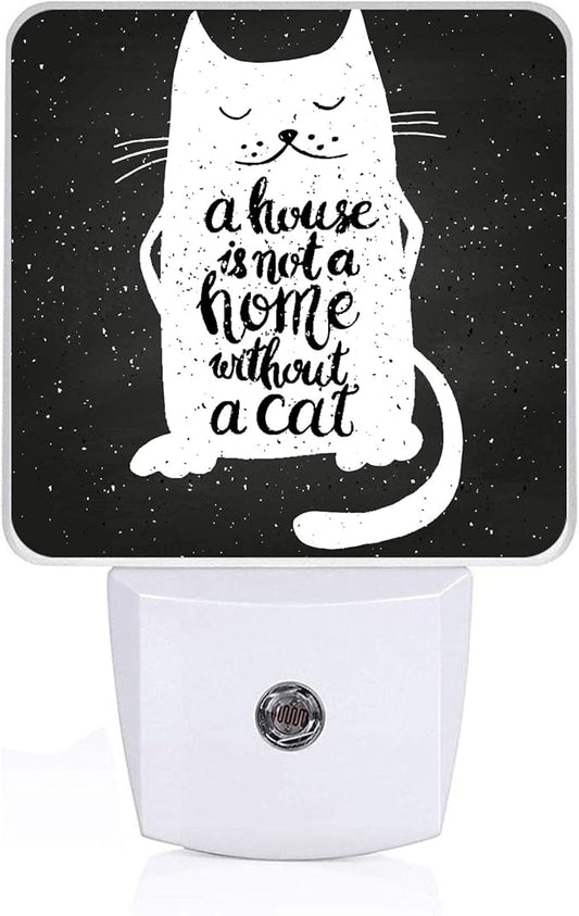 Funny Cat Meow Night Light, Plug-into Wall Cat Lover Nightlight Lamp with Dusk to Dawn Sensor, Led Lamp 0.5W Energy Efficient for Boys Girls Adults Home Decor