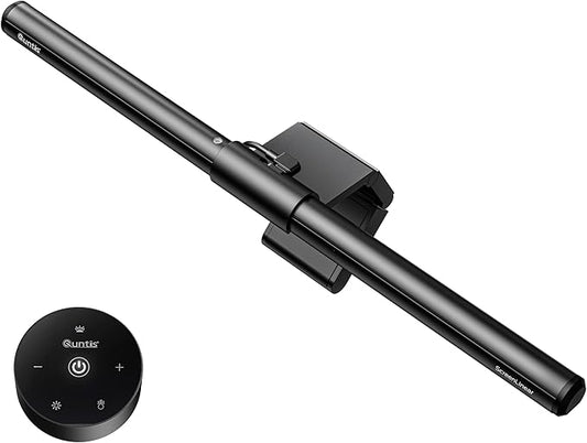 Quntis Monitor Light Bar with Remote, Fit for Curved Monitors/Camera Base, Eye-Care Computer Screen Light Bar, Auto-Dimming Dimmable Work Office Gaming Desk Lamp, Gray