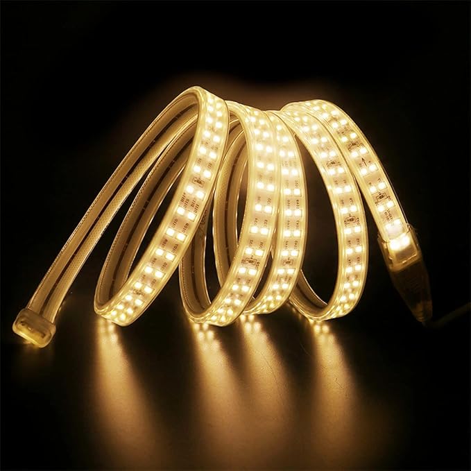 SUYOOULIN LED Strip Lights, High Voltage AC110V-130V 13ft/4m Super Bright 16000LM Waterpoof IP68 2835 180 LEDs/m LED Light Strips for Home Garden Outdoor Decoration(Warm White 3500K)