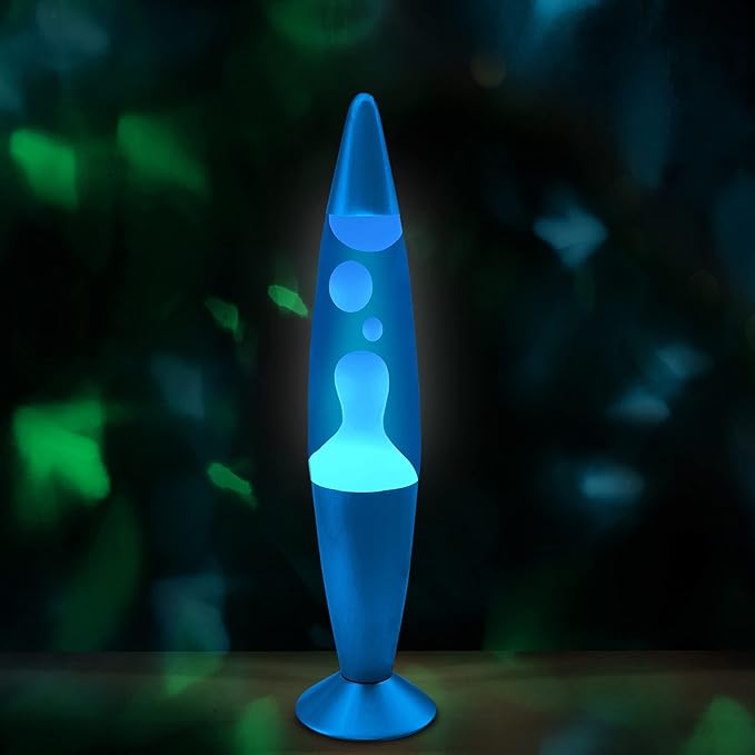 JAMBO 16" Beautiful Lamp- Blue with White/Blue Wax, Relaxing Liquid Light, Night Light Nightlight, Home Decor Living Room Office Bedroom Lamp for Adults Teens Kids, Magma Motion