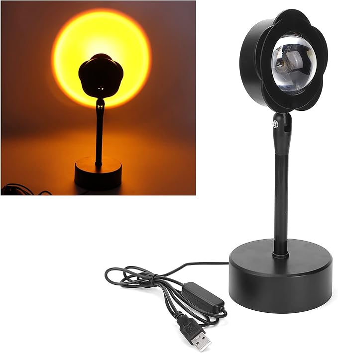 Sunset Projection Lamp, LED Atmosphere Light with 180 Degree Rotation, USB Powered Rainbow Night Light for Room Decor, Photography and Romantic Ambience (Red)