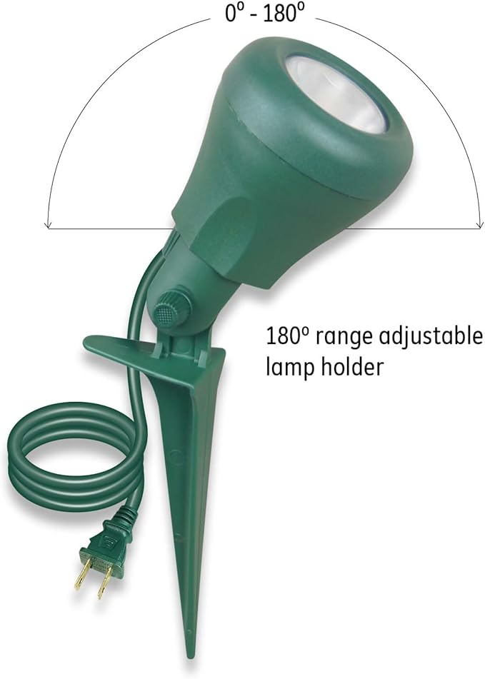 LED Christmas Spotlight, Outdoor Waterproof Floodlight, with 2 Extra Lenses (Red, Green), Yard Stake for Holiday Decoration, 5FT Extension Cord, ETL Listed
