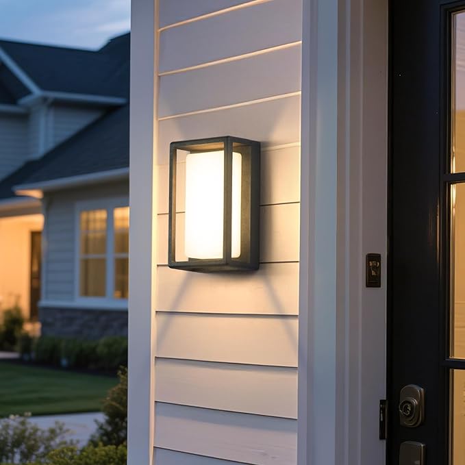Outdoor Wall Lights Waterproof, 9.8" Outdoor Sconce Lights for House, 3000K LED Modern Exterior Lighting Fixtures, Hardwired Front Porch Light Fixtures for Outside Garage Patio Fence Front Door