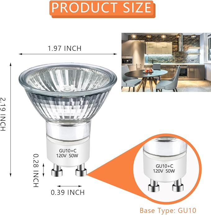 Halogen Bulb 50 Watt GU10 120V NP5 Replacement Bulb for Candle Warmer, Scent Wax Burner, Fragrance Melt, Warming JDR Dimmable, Warm White 2700K Pack of 4