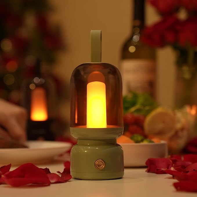 QANYI Retro Lantern,Portable and Rechargeable Lantern with LED Candles Flameless Flickering Lamp,Table Decoration Lights for Home Party Garden Patio Camping Christmas Home Decor
