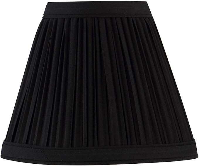 Aspen Creative 33122-2 Small Pleated Empire Shape Chandelier Clip-On Lamp Shade, Black, 3" Top x 6" Bottom x 5" Slant, 2 Pack