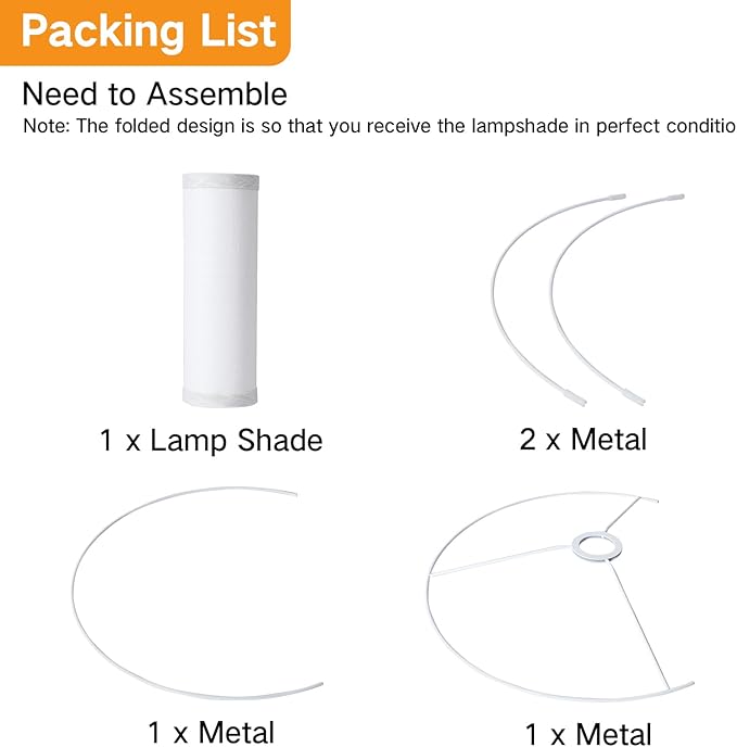 OUTON White Large Drum Lamp Shades for Floor Lamps, 16" Top x 16" Bottom x 9" High, Easy to Assemble, Replacement Linen Lampshades for Table Lamps & Bedside Lamps (1.65" Spider)