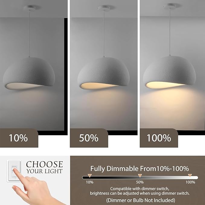 15.7 inch Wabi Sabi Pendant Light Modern Japanese Ceiling Fixture for Dining Room Kitchen Island Hallway, White E26 Base Hanging Lamp (40cm/15.7in)