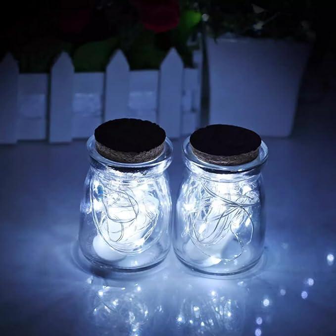 Cool White Fairy Lights Battery Operated, 3 Speed Modes, 7Ft 20 LED Mini Fairy String Lights, Waterproof Twinkle Firefly Christmas Fairy Lights for Bedroom DIY Wedding Thanksgiving Valentine's Decor