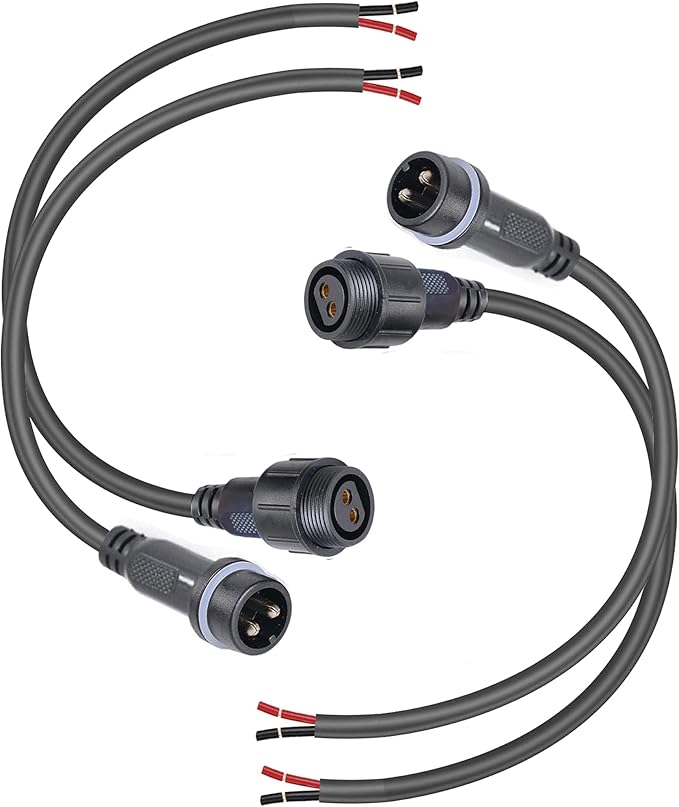 Waterproof Connectors 2 Wire,12AWG Male Female Plug LED Connector with 2Pin Waterproof Connectors,IP68 25CM Extension Cable for Car, Truck, Boat,LED Strip Lights,(2Pairs)