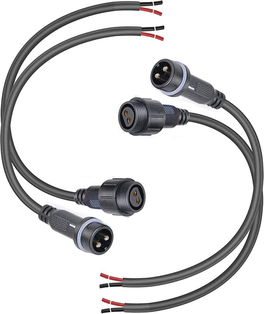 Waterproof Connectors 2 Wire,12AWG Male Female Plug LED Connector with 2Pin Waterproof Connectors,IP68 25CM Extension Cable for Car, Truck, Boat,LED Strip Lights,(2Pairs)
