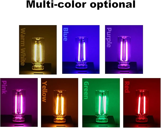 Retro USB Night Light, Touch Dimmable Lights,Plug-in USB Car Night Light, Mini LED Bulb for Car, Camping, Gift, Party, Valentine's Day Gift, Bedroom, Desktop Decoration (Red)
