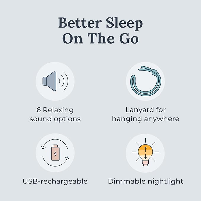Yogasleep Travel Mini Portable White Noise Sound Machine (2 Pack) 6 Soothing Sounds, Volume Control, Dimmable Night Light, Sleep Therapy for Adults & Kids, USB Rechargeable, Lanyard Included