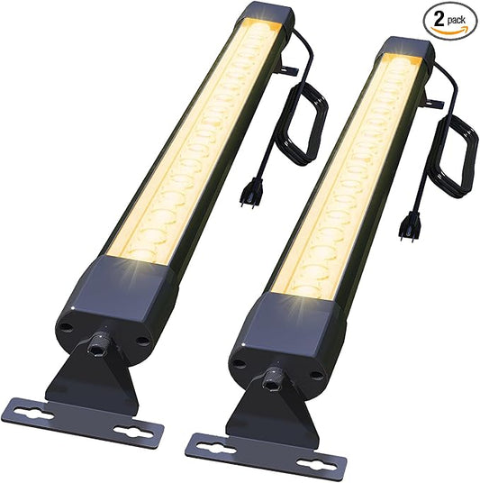 2 pcs Waterproof IP67 Wall Washer Light - 36W Upgraded LED Light Bar, 2ft Warm White (2700K), for Building Walls, Yard, Church, Batting Cage, Plug-in Outdoor Lighting
