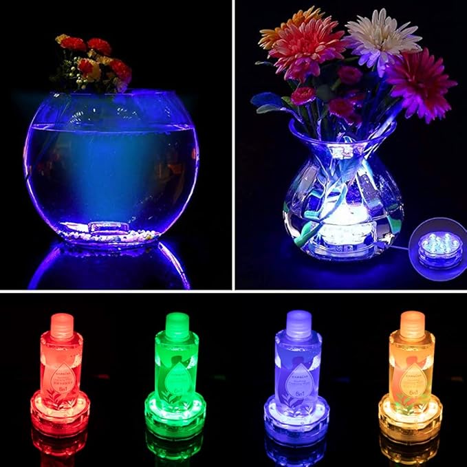 [4-Pack] Submersible LED Lights with Remote Control, 16 Colors Changing Waterproof LED Tea Lights, Pool lamp Battery Operated Underwater Pond Lights for Aquarium Garden Wedding Party, White (YFY2201)