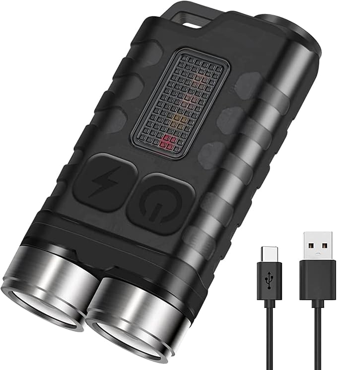 BORUIT V3 Small Powerful EDC Flashlight with Red UV Blue Light,High Lumens 900LM USB-C Rechargeable Mini Pocket Keychain Flashlight-12 Modes,IP65 Waterproof,Tail Magnet(Black)