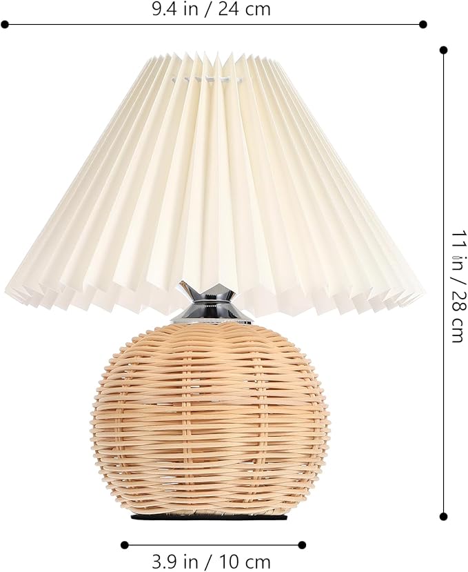 STOBAZA Table Lamp with Pleated Lampshade Small Night Light USB Port Soft Ambient Light for Bedroom Office Dormitory 11.02X9.44X9.44In Compact Bedside Desk Lamp