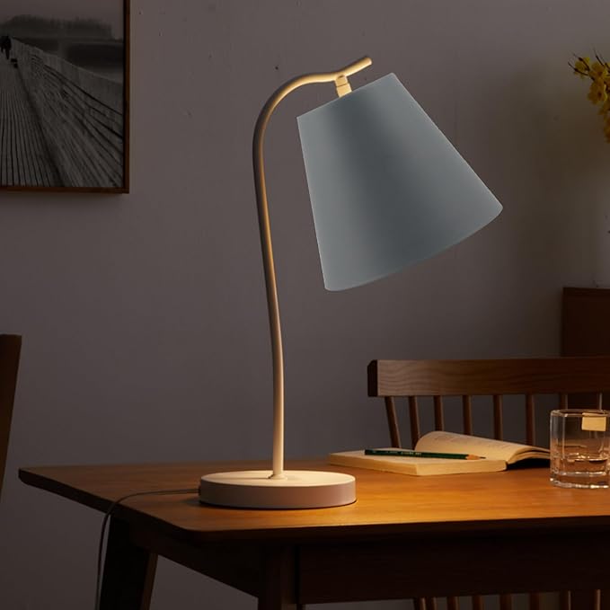MY MIRONEY 2PCS Grey Barrel Metal Lampshade Hardware E27 Industrial Pendant Light Shade Vintage Chandelier Lamp Shades Cone Bulb Guard Table Desk Lamp Cover, 4.13" Height