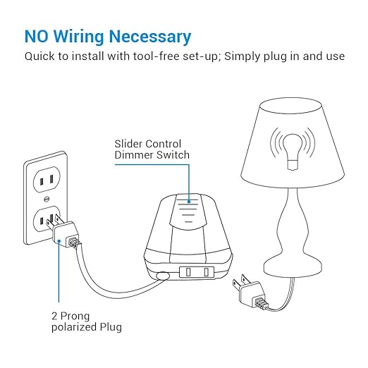DEWENWILS Plug in Dimmer Switch for Lamp, Push/Foot Dimmer Plug, Table Lamp Dimmer for Dimmable LED/CFL/Incandescent Bulb, Full Range Slide Control, 5 ft Extension Cord, ETL Listed, Black