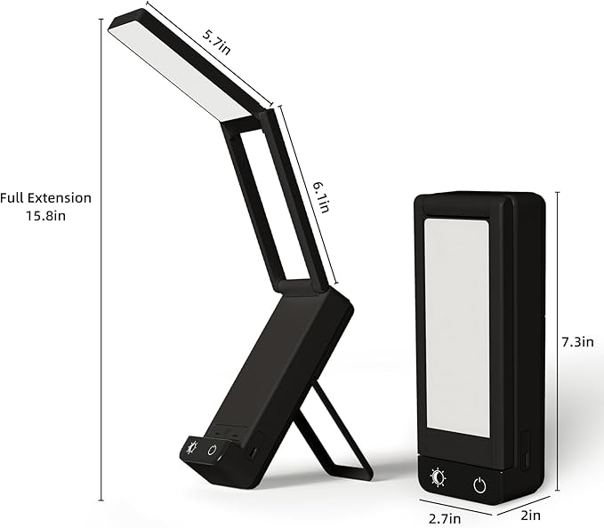 EZVALO LED Rechargeable Desk Lamp, 6000mAh Battery Operated Foldable & Portable Light,90Ra Cordless Table Lamp for Office Home, 3 Color Dimmable Small Desk Lamp Wireless Reading Lamp (Black)