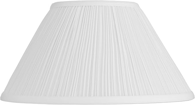 White Mushroom Pleated Large Lamp Shade 6" Top x 14" Bottom x 8" Slant (Spider) Replacement with Harp and Finial - Springcrest
