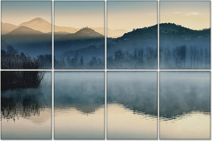 HONORIA 8 Pack Art Acoustic Panels 48X32Inches Sound Absorbing Panels,Self-adhesive Soundproof Wall Panels,Decorative Acoustical Wall Panels,Acoustic Treatment for Home Office&Recording Studio