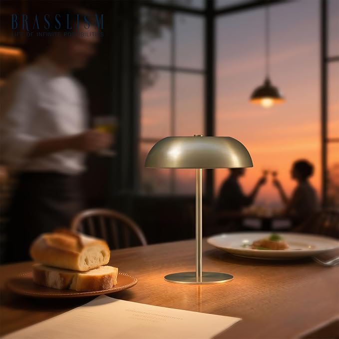 Gold Cordless Table Lamp – Rechargeable Touch Lamp with 3-Color Dimming & Adjustable Height，Battery Powered lamp for Bedside, Bar, Desk, Outdoor Patio,Restaurant, Modern Luxury Decor
