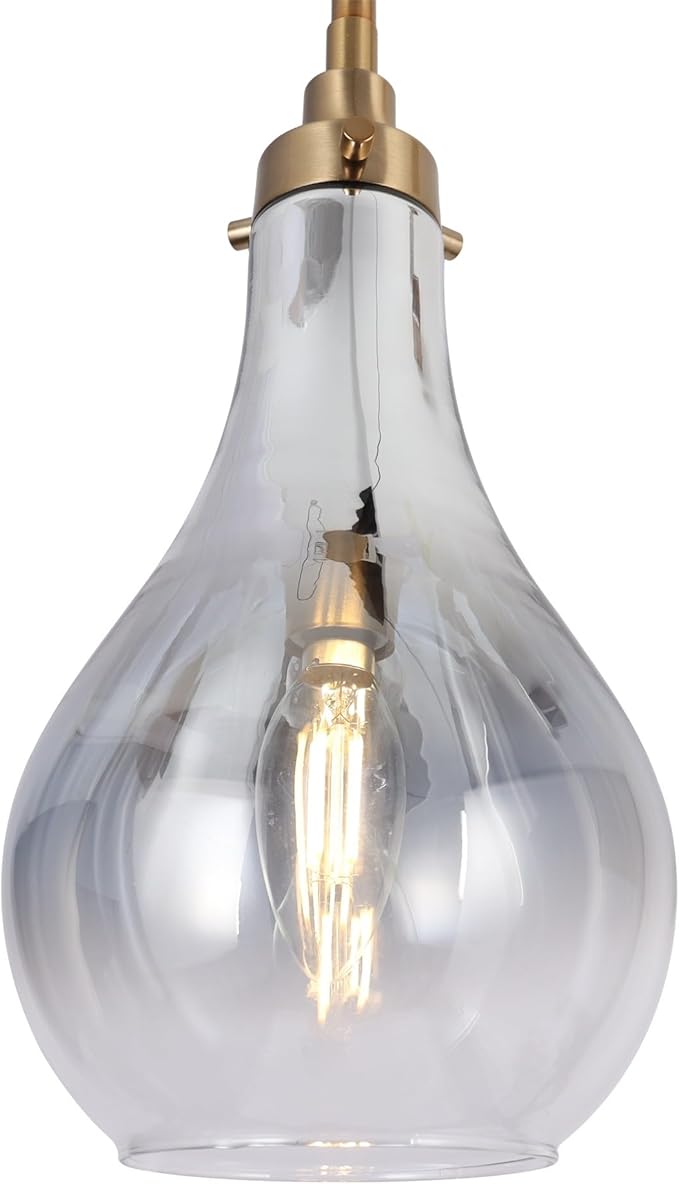 KSANA Pendant Light Kitchen Island, Gold Pendant Lighting with Colored Glass for Dining Room Modern Electroplated Hanging Light Fixtures for Kitchen, Hallway, Foyer, Entryway