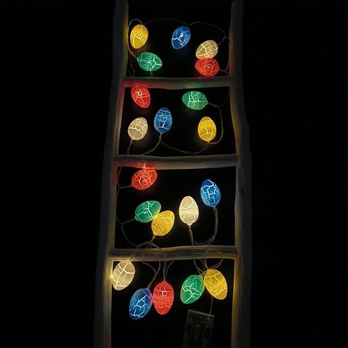 LED Colorful Light String, 1.5m Long, 10 Lights, Egg Shape Size: 1.77 * 1.77 * 2.36. for Easter Egg Dyeing, Festival Atmosphere Battery Light String.
