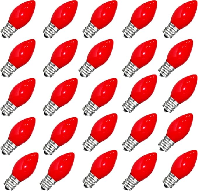 GOOTHY Indoor ＆ Outdoor String Light Bulbs, C7 Red Light Bulbs, C7 Ceramic Red Christmas Replacement Bulbs for Outdoor Christmas String Lights, 5 Watt Night Light Bulb,120 Volt