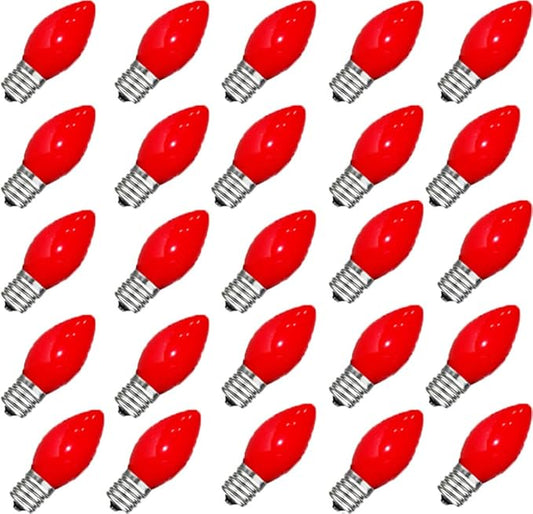 GOOTHY Indoor ＆ Outdoor String Light Bulbs, C7 Red Light Bulbs, C7 Ceramic Red Christmas Replacement Bulbs for Outdoor Christmas String Lights, 5 Watt Night Light Bulb,120 Volt