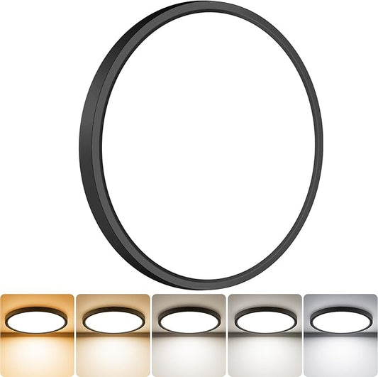 slochi 1Pack LED Flush Mount Ceiling Light Fixture, 9 Inch 18W, 2200LM, Super Slim 0.7 Inch, 3000K-6500K Adjustable Low Profile LED Ceiling Lights for Bathroom, Closet, Hallway(Black)