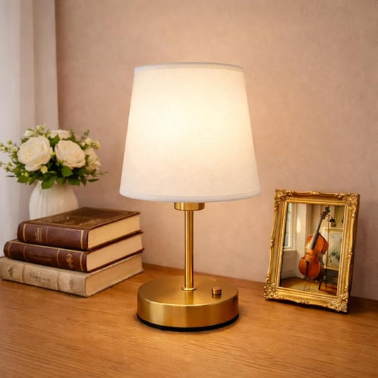 Mini Gold Portable Cordless Table Lamp, Rechargeable Bedside Lamp, Stepless Dimming Touch Control Nightstand Lamp, 2700K Warm Light, Vintage Desk Lamp for Living Room, Dining Table Decor (Mini)