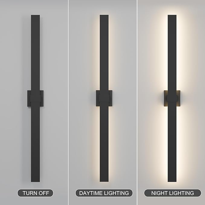 LamQee 47.2 In Aluminum Long Outdoor Wall Lights, 3000K 1760LM LED Waterproof IP65, Modern Exterior Lighting Fixture Linear Outdoor Sconce Wall Mount Outside Lighting for House Porch Patio Garage Door