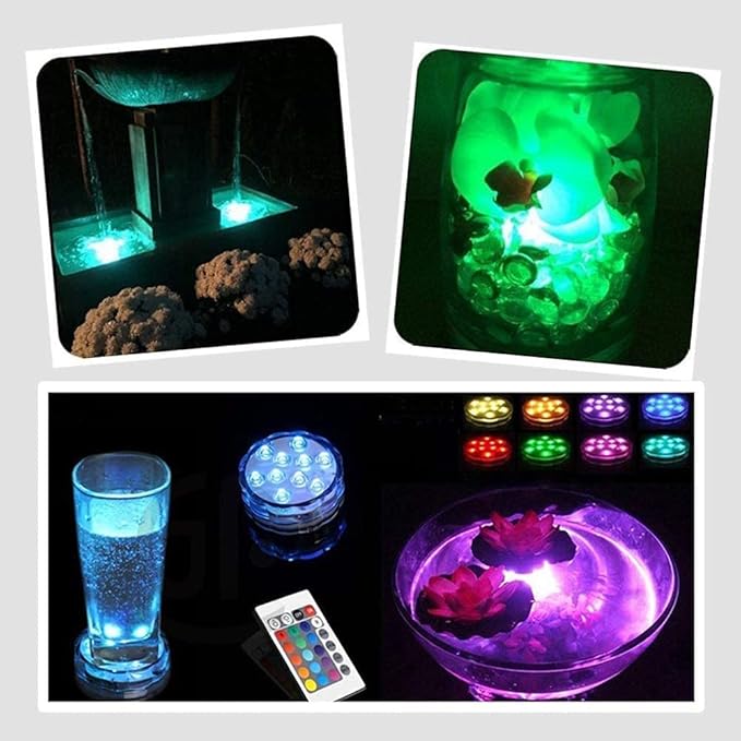 Submersible LED Lights with Remote Control, 16 Colors Changing Waterproof LED Tea Lights, Pool lamp Battery Operated Underwater Pond Light for Aquarium Garden Wedding Party