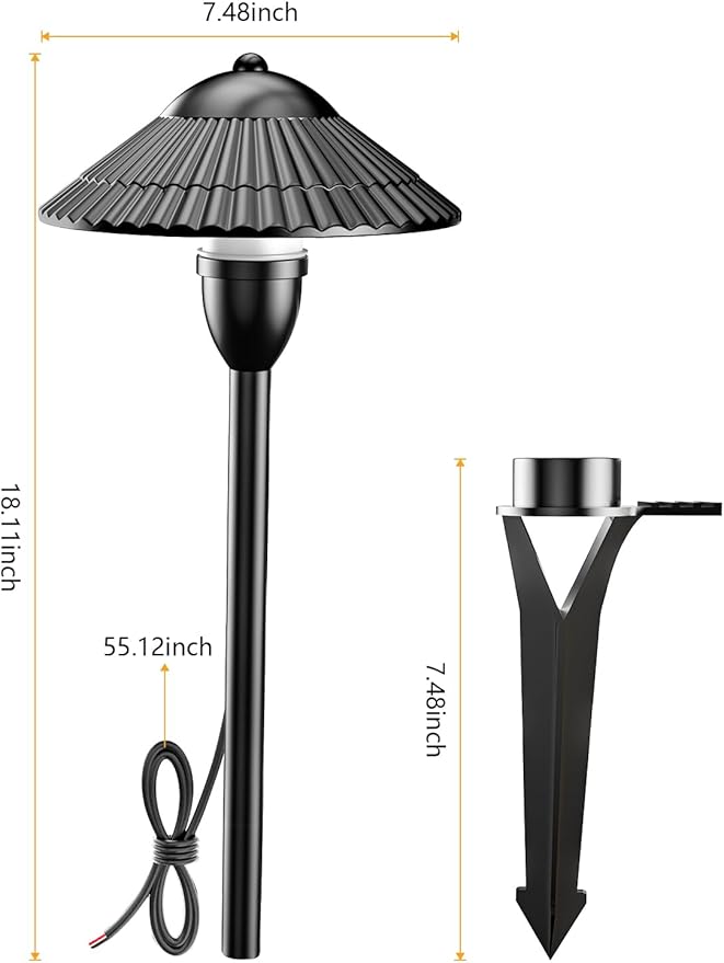 ZUCKEO Low Voltage Landscape Lights 5W Aluminum Pathway Lights,12V-24V Outdoor Landscape Lighting, 3000K Wired Path Light for Yard Garden Walkway, IP66 Waterproof, 12Pack with Connector