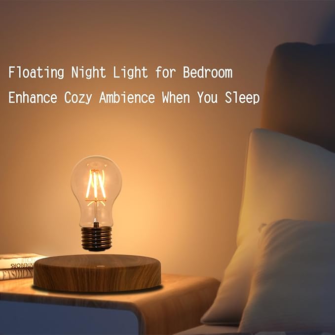 Levitating Floating Light Bulb, Magnetic Levitation Wireless Bulb Lamp, Gravity Lamps, Magnetic Levitating Decor& Display for Room and Office, Unique Tech Gift and Toy.