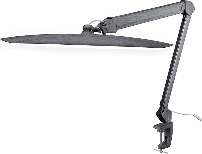 Neatfi XL 2200 Lumens 24W LED Desk Lamp with Clamp - Shadow-Free Task Lighting | 4-Level Dimming | Home Office & Crafts Use | 20-Inch Wide Head (Non-CCT, Gray Wood)