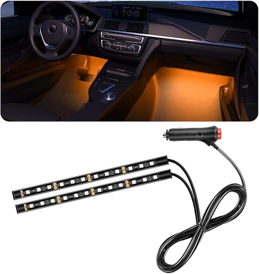 Car LED Strip Light, 24 LED RGB Auto Under Dash Interior Atmosphere Lights, USB Vehicle Decorative Lamp Ambient Night Light Strip, Lighting Kit Car Accessories (Orange, Cigarette Lighter)